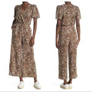 NWOT 19 Cooper Leopard Print Surplice Neck Jumpsuit Size small